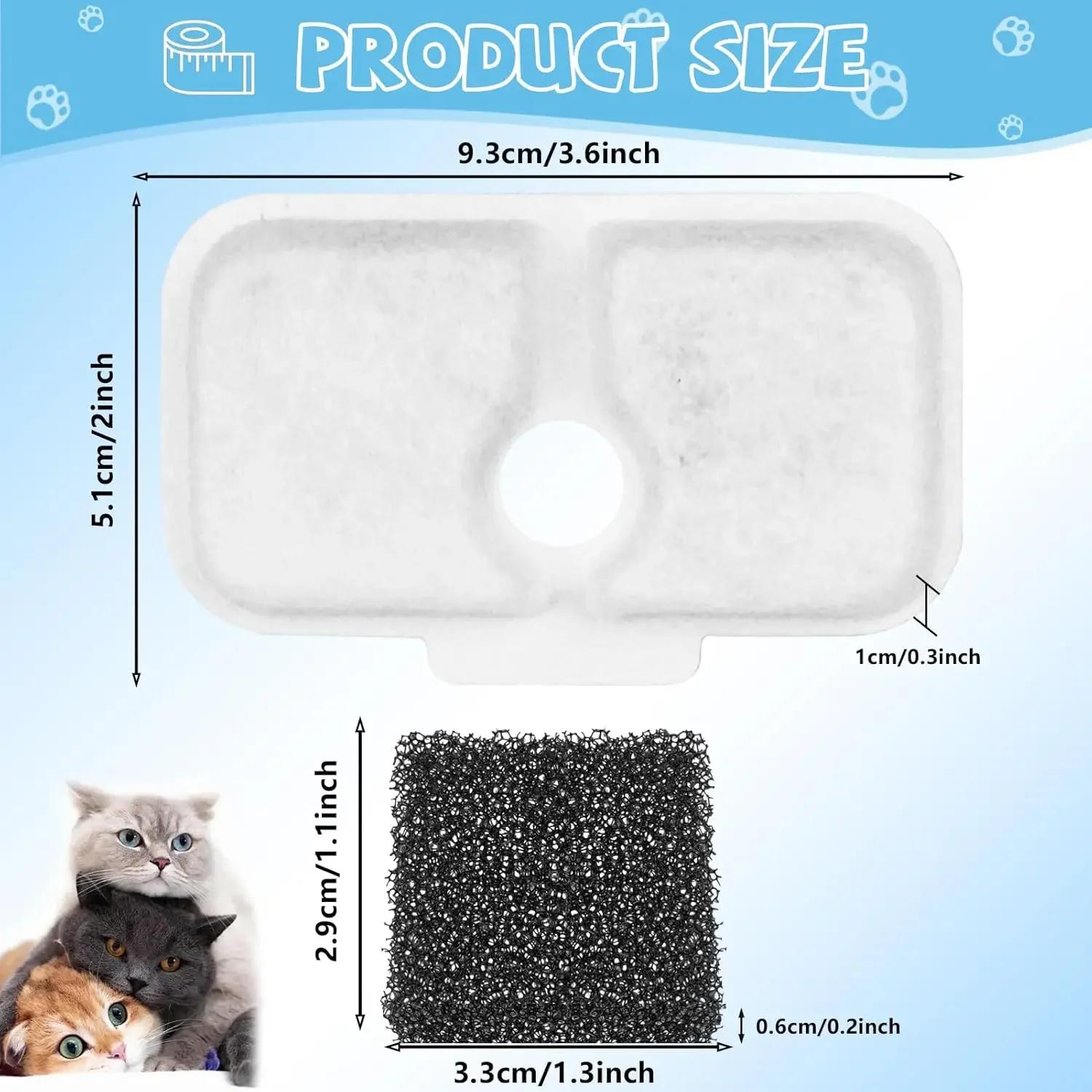 Cat water fountain replacement filters and sponges