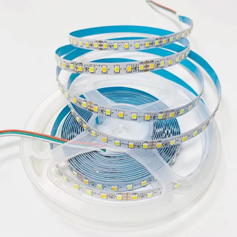 DC 12V 24v 2835 CCT LED Strip Light 120 180 240 LEDs/m White+Warm White Color Temperature Adjustable Flexible Tape Ribbon 5M