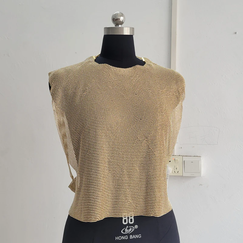 Street Style 2025, Sommer, glänzendes Strass-Crop-Top für Damen, Metall, ärmellos, modische Tank-Tops, Cruz сoji, Luxus-Frauenkleidung – Detail 7