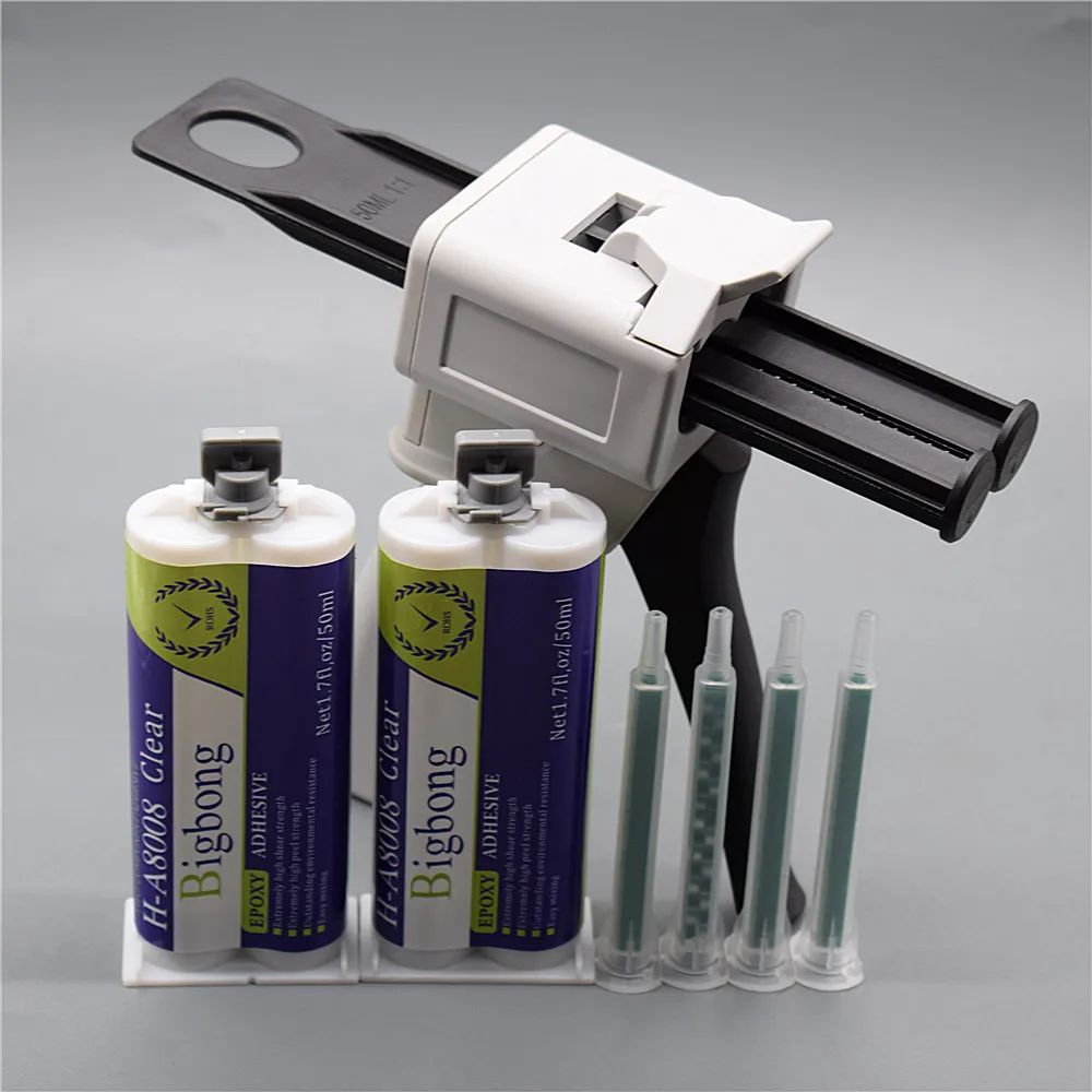 2 Stück Epoxidharz 1:1 Transparente Klebstoffe 50ml Epoxid-AB-Kleber und 50ml 1:1 Dosierpistole Klebepistolen mit 4 Stück Statischen Mischdüsen – Detail 3