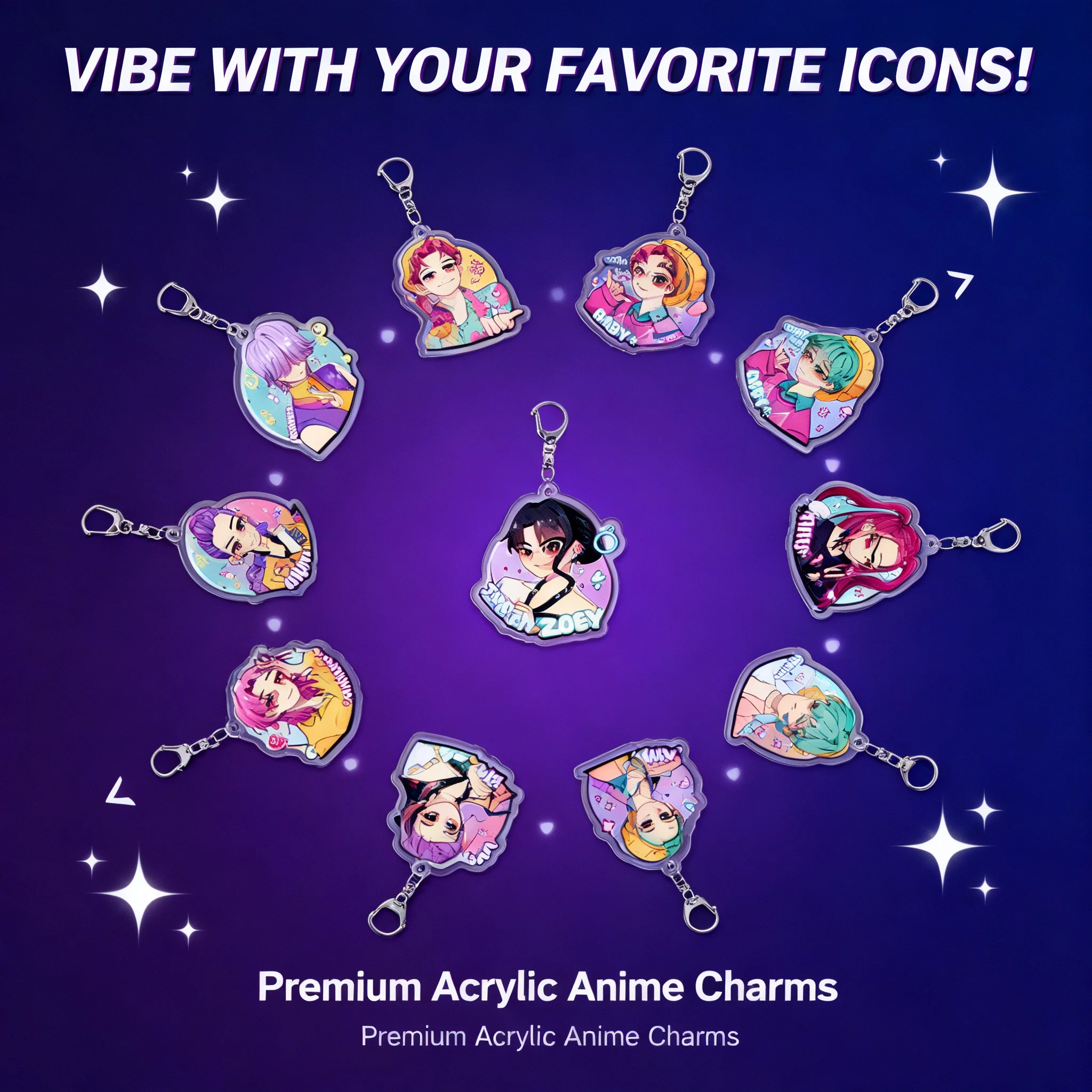 Acrylic Keychain New Anime Cosplay Accessory Layered Demon Hunter Stage Girl Group Blade Keychain Pendant Gift for Fans