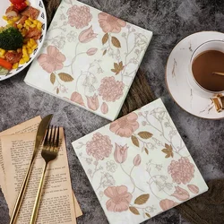 20pcs/Pac Colourful Napkins Printed Square Paper Napkins Party Floral Facial Tissue Hotel Wedding Table Setting Paper Placmats