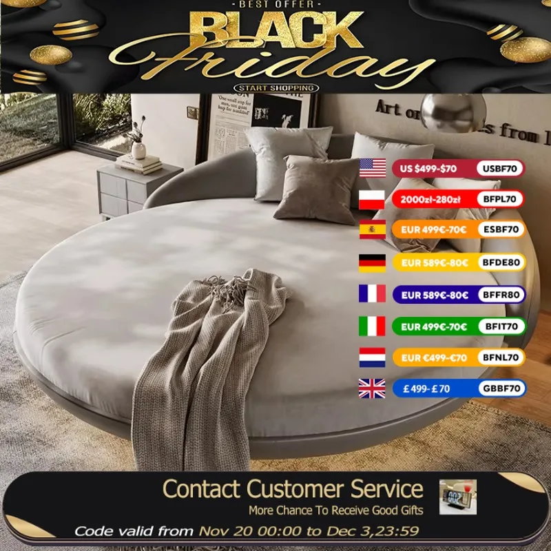 

Princess Luxury Modern Double Bed Mattress King Size Italian Villa Leather Bed Round Adults Camas Twin Bedroom Furniture