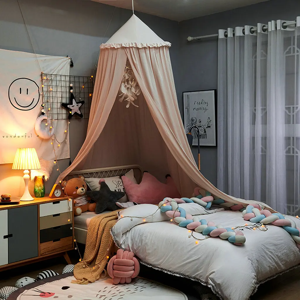 Baby Crib Curtain Hanging Tent Bed Decor Kids Mosquito Net Girl Princess Hanging Bed Canopy Living Corner Play Reading Nookdecor