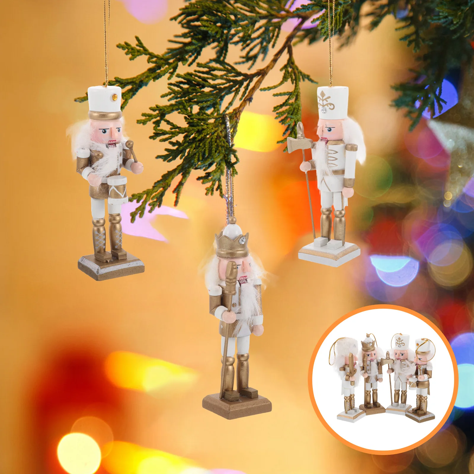 

4 Pcs Nutcracker Pendant Craft Decorate Crafts Ornament Wood Hanging Nutcrackers