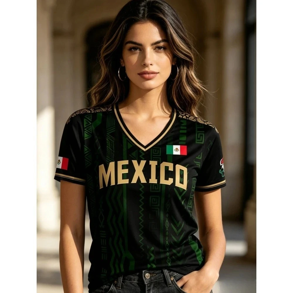 2026 Women T‑Shirt Mexico Themed Style 3D Print Fashion Casual Summer Short Sleeve Apparel