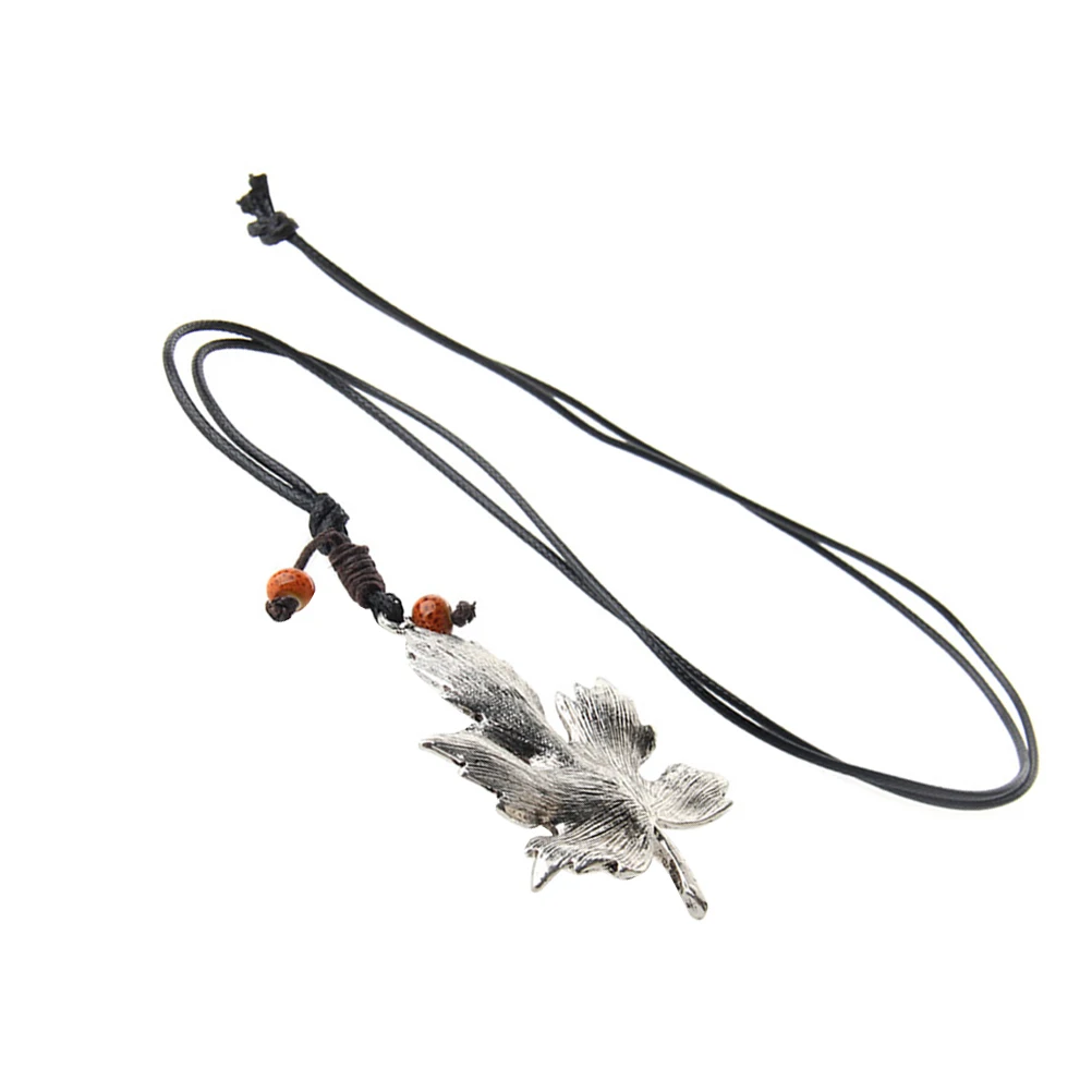 

Retro Maple Leaf Necklace Sweater Chain Vintage Long Necklaces Clothing Accessories Silver Tone Rustless Durable Women Jewelry