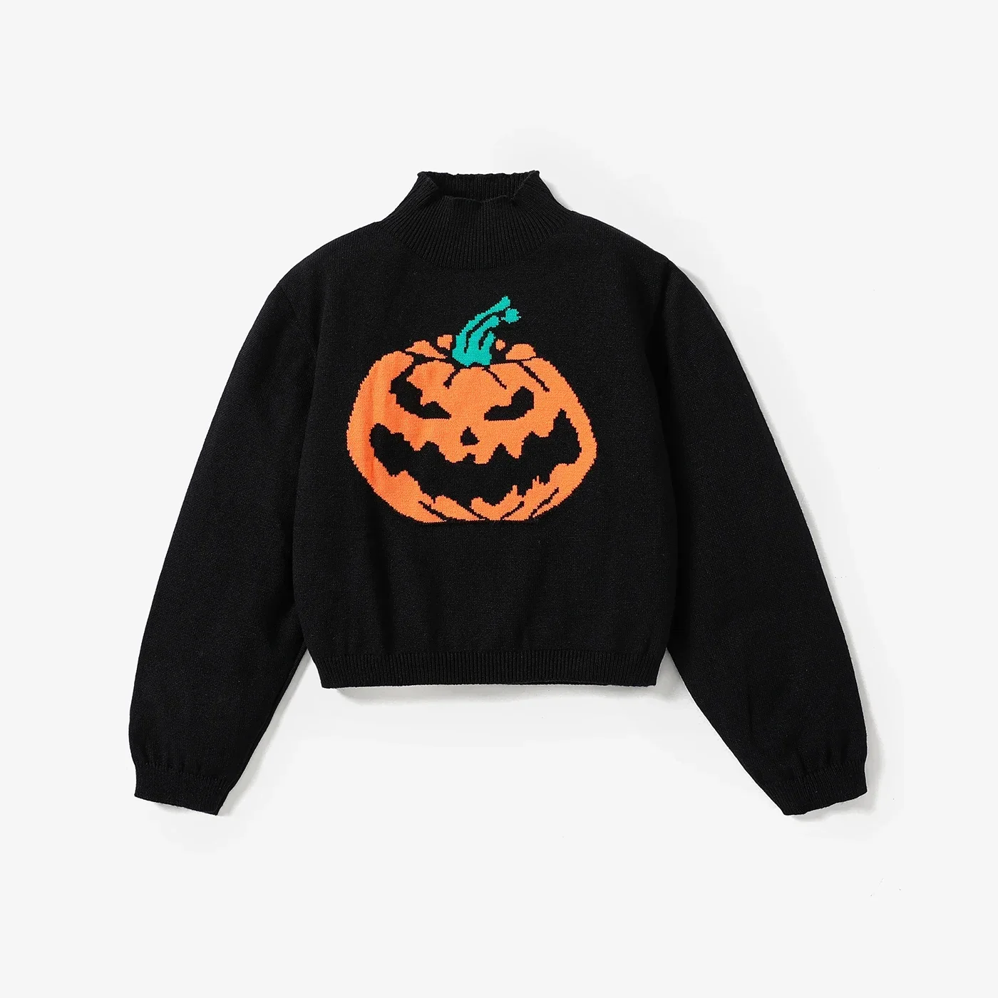 PatPat Kid Girl Halloween Pumpkin Pattern Knit Sweater Soft and Comfortable  Perfect for Outings and Daily Wear