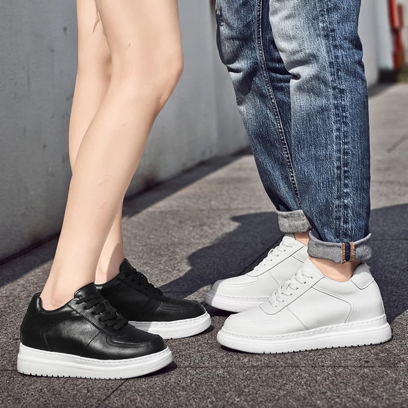 Spring 2025 Men's White Sneakers - Couple Style, Trendy & Versatile, Lightweight Breathable & Height-Increasing