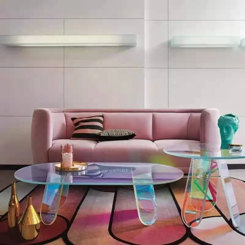 New furniture rainbow transparent acrylic living room office simple coffee table