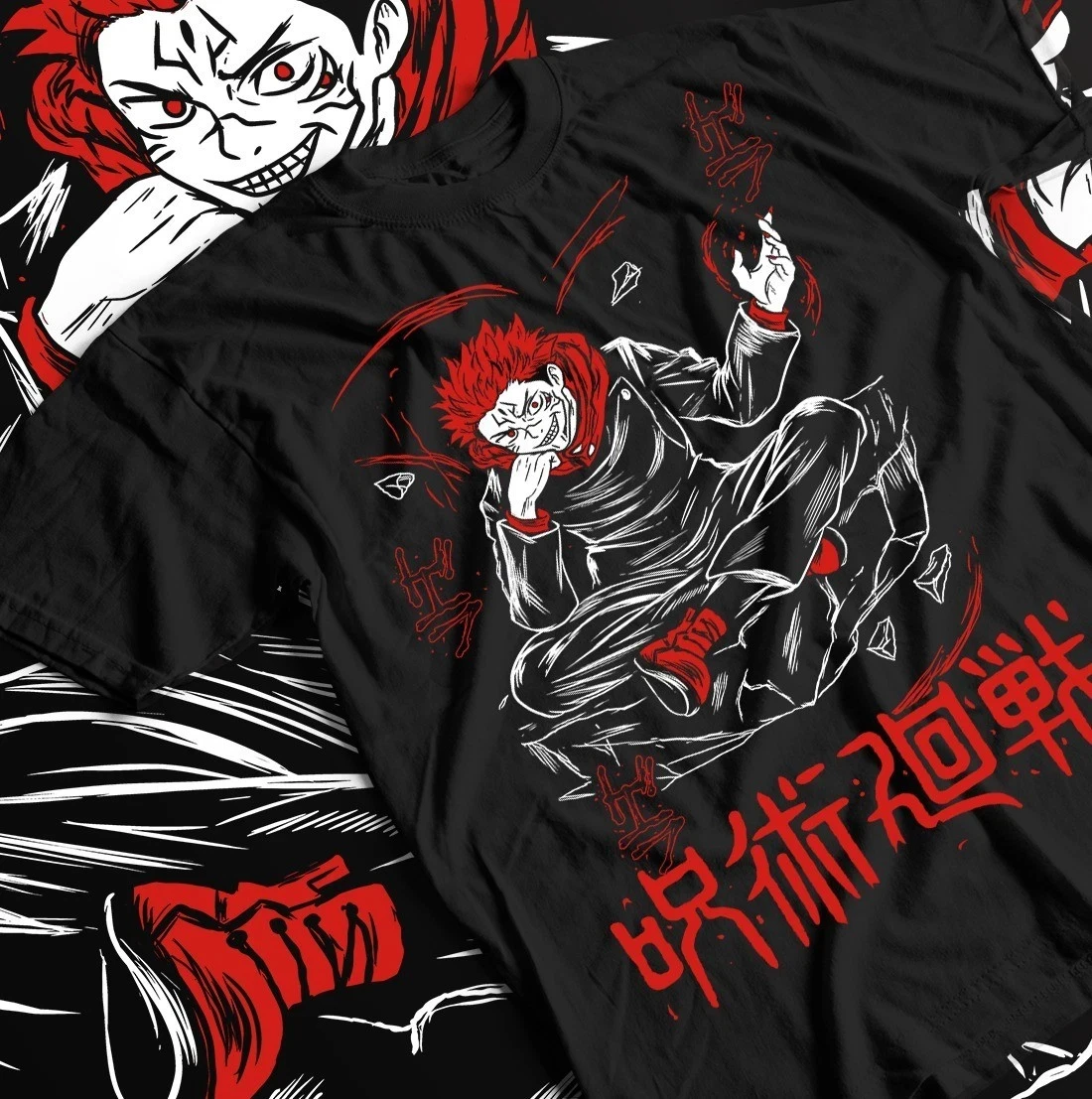 2026 Sommer Jujutsu Kaisen Anime Ryomen Sukuna Bedrucktes Lockeres Kurzarm-T-Shirt aus Reiner Baumwolle für Kinder Trendiges Unisex Casual Y2k