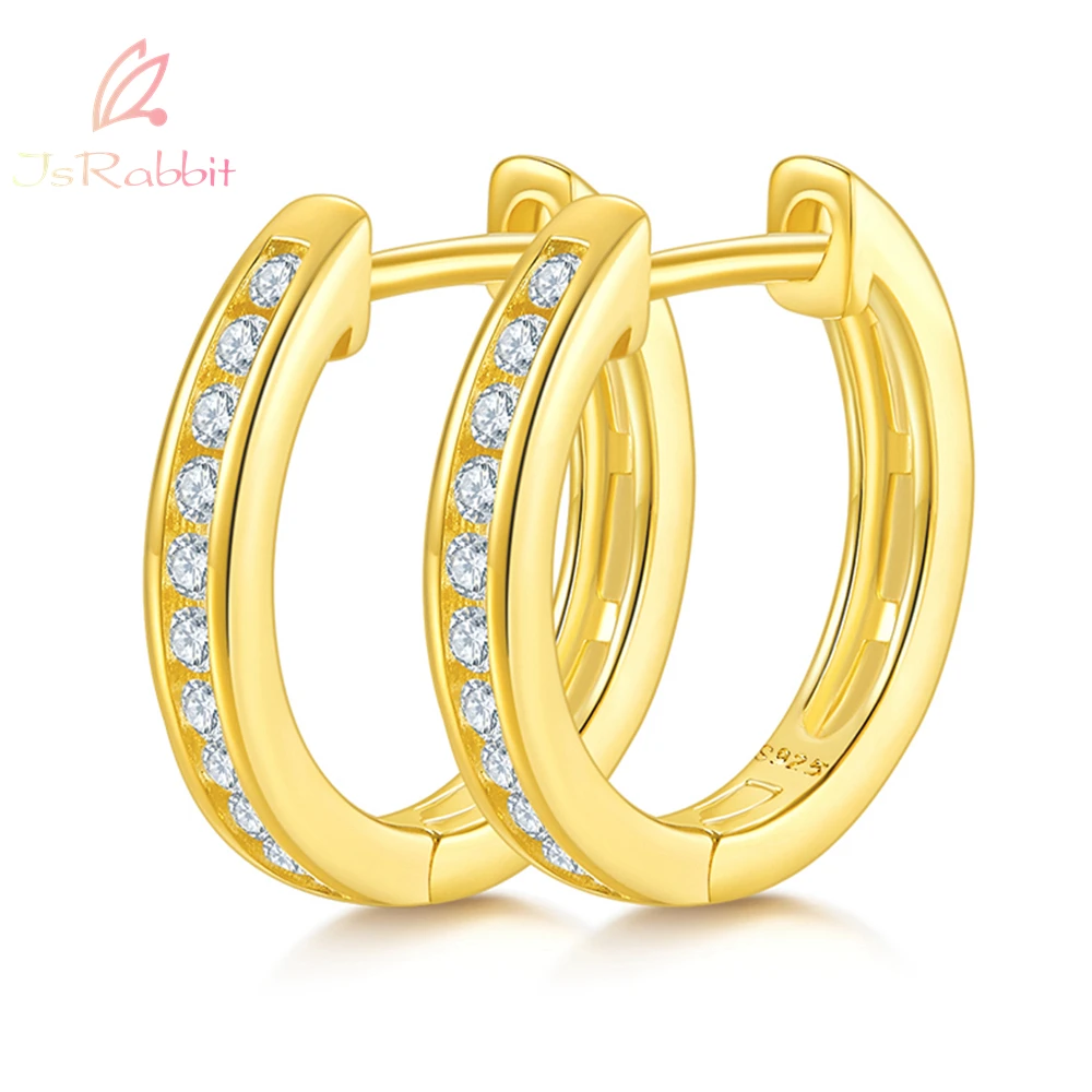 

IsRabbit 925 Sterling Silver Sparkling VVS1 GRA Moissanite Diamond 14K Gold Hoop Earrings for Women Gifts Fine Jewelry Wholesale