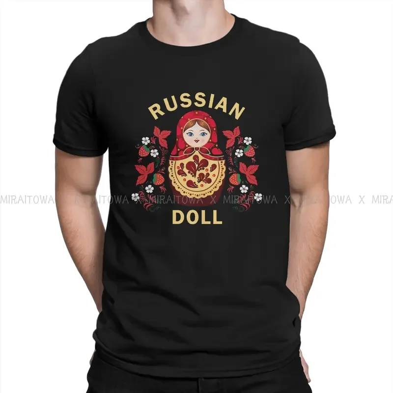 Y2K Matryoshka Khokhloma Round Collar TShirt Russian Doll Russia Cotton Classic T Shirt Man'S Clothes New Design Big Sale