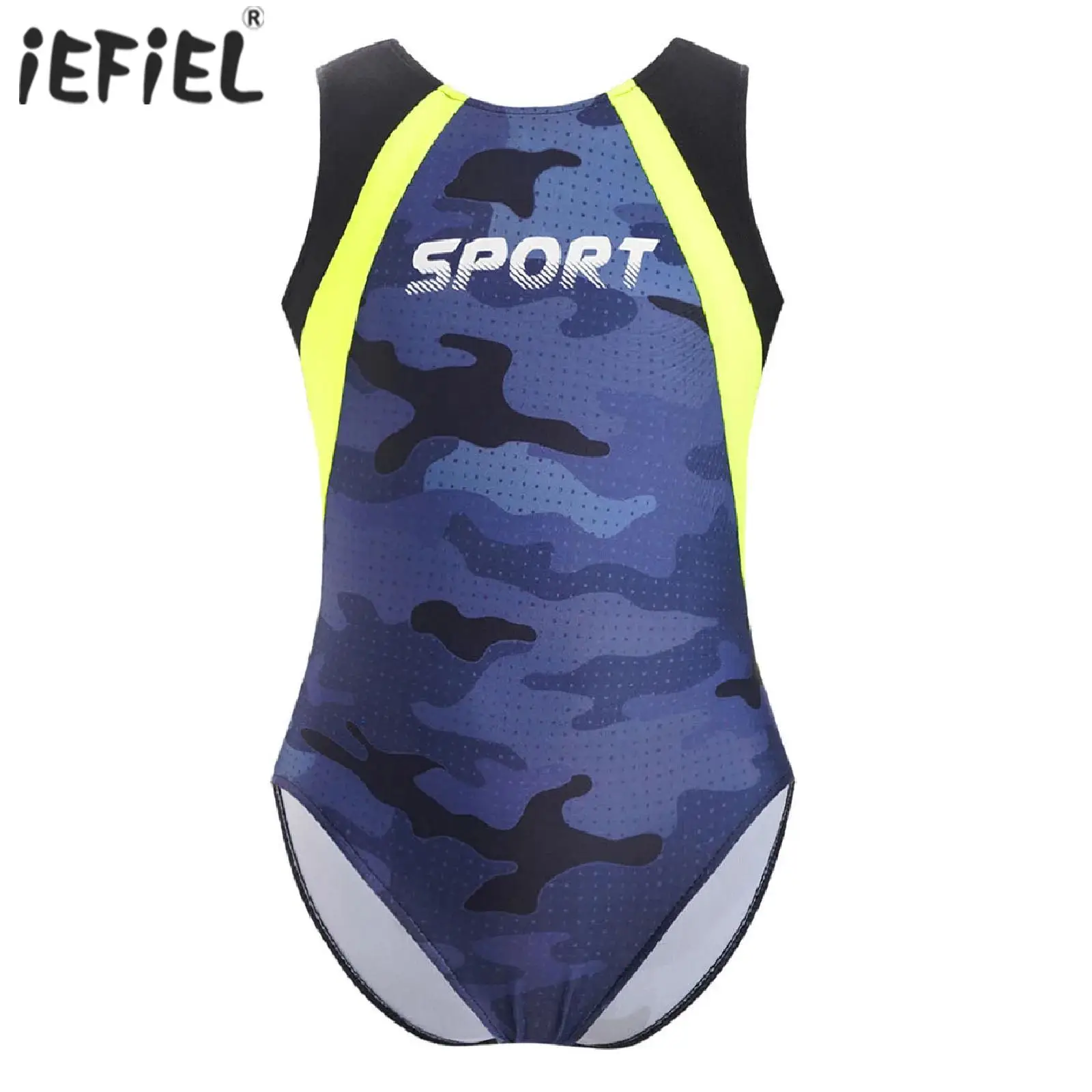 

Kids Boys Ballet Leotard Sports Gymnastics Workout Training Costume Sleeveless Camouflage/Striped Print Ice Skating Bodysuit