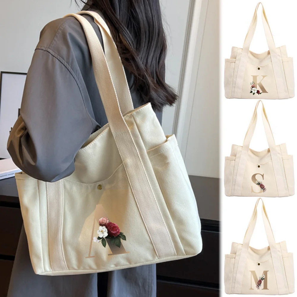 

New Women's Shoulder Bag Shopping Bag Simple Gold Letter Print Series Suitable for Travel Work and Sports