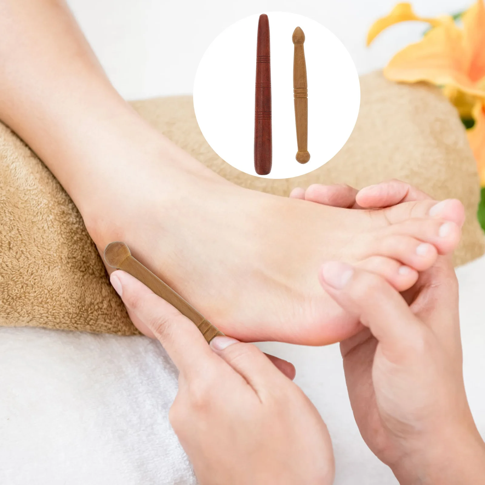 

1Set Premium Wooden Foot Massager Acupressure Rods Exquisite Design Durable Portable for Home Beauty Salon Use