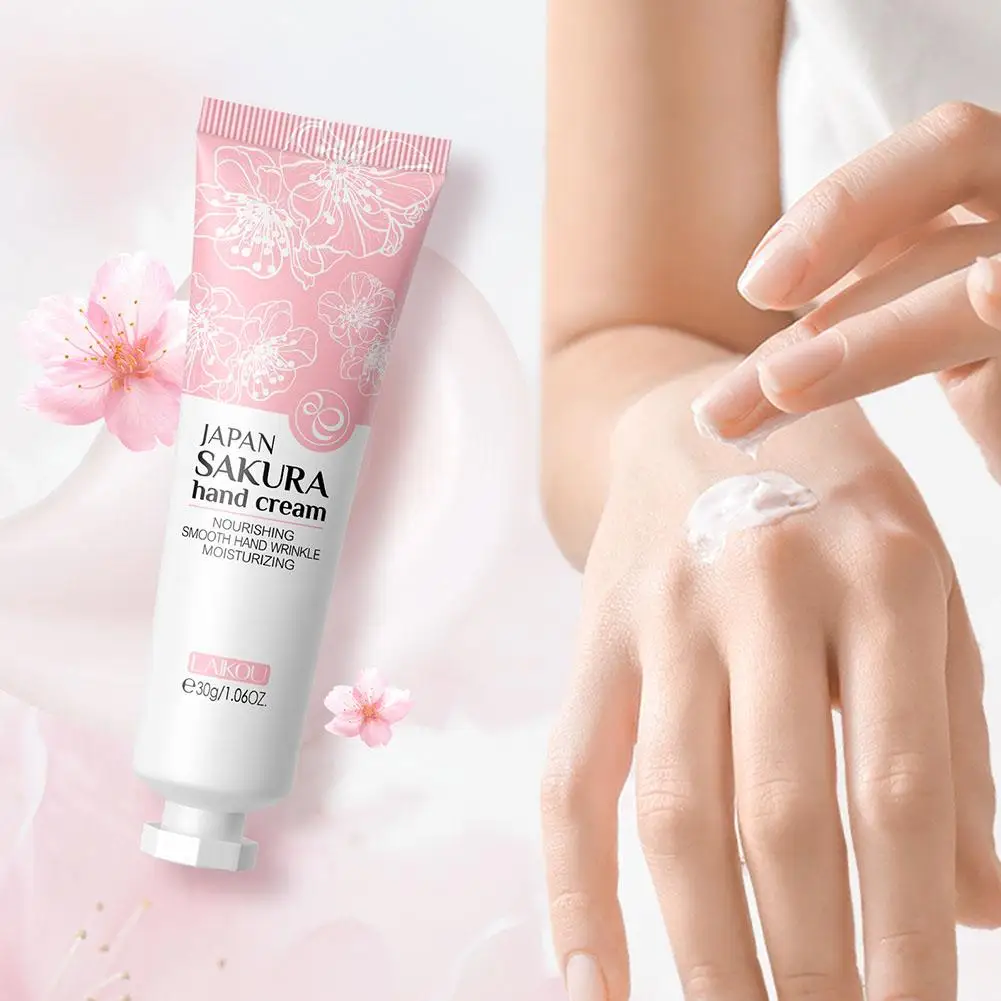 Sakura Hand Cream Whitening Wrinkle Removal Anti-crack Moisturizing Fade Fine Lines Korea Skin Care Health Beauty 30g
