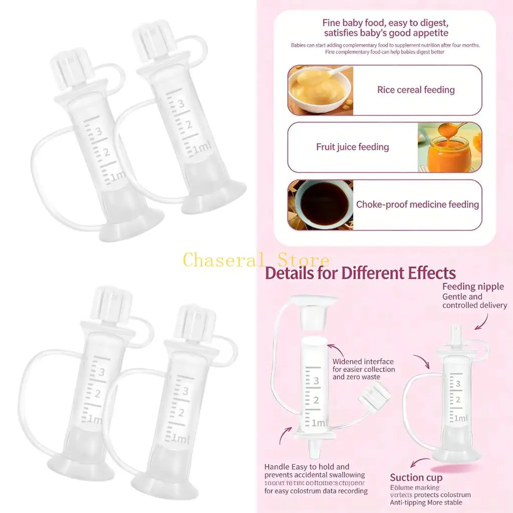E7CE 2pcs 3ml Silicone Containers For Precise Breast Milk Collection