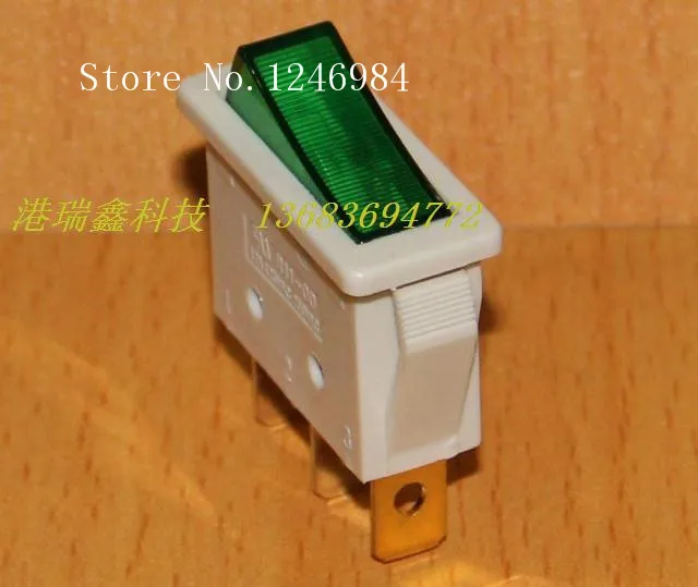 [SA]Power switch HIGHLY HIGHLY R11-00 white side rocker green illuminated long flat hull R11-3BL--100PCS/LOT