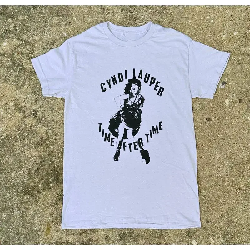 Vtg Cyndi Lauper Time After Heavy Cotton White T Shirt For Men Sg209