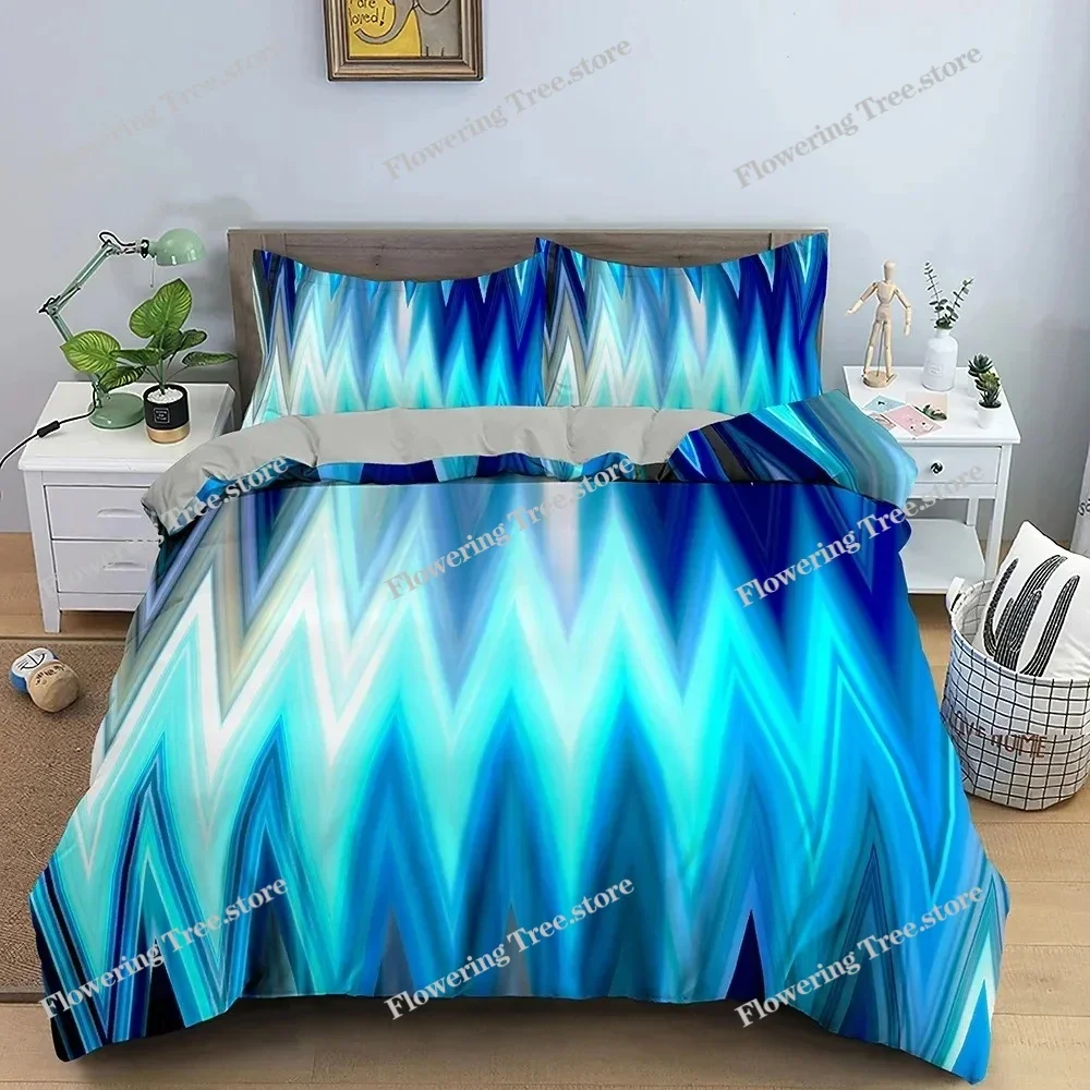 Abstract Duvet Cover Set King Microfiber Blue Psychedelic Bedding Set Queen Size Warped Space Theme Twin Comforter Cover