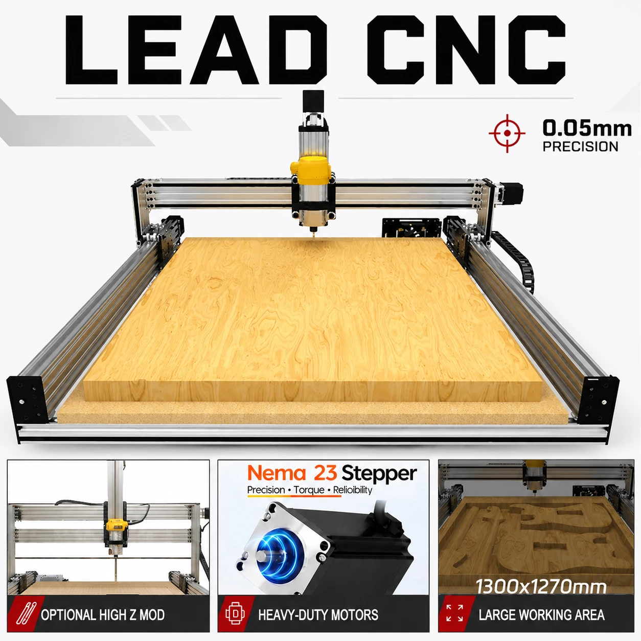 OpenBuilds LEAD CNC Mechanical Kit 4-Axis CNC Machine Nema23 Motors Screw Driven DIY Router for Wood Metal Acrylic PCB Cutting