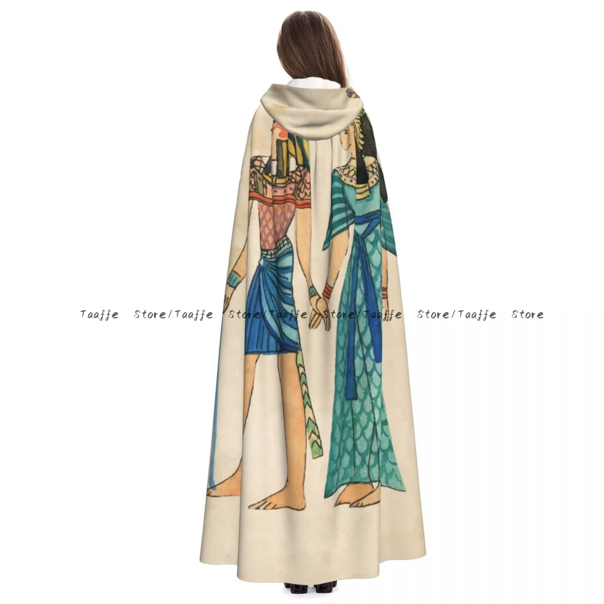 

Watercolor Ancient Egypt Composition Witch Cloak Halloween Cosplay Costume Adult Unisex Cloak Retro Ages Cape