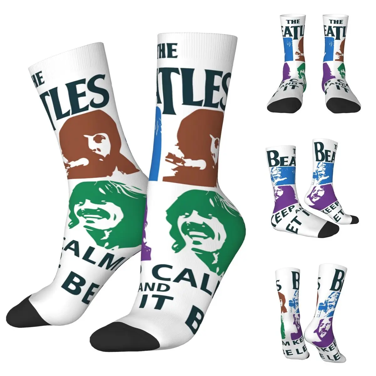 The Beatle Keep Calm High elasticity polyester fiber Unisex Hiking 3D Print Happy Street Style Crazy Sock