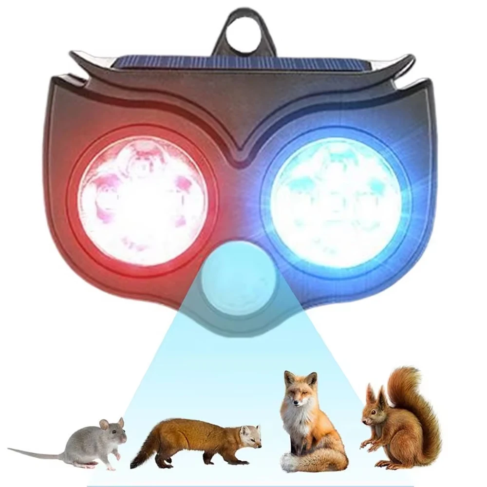 Repelente de Plagas Solar 2025 Mejorado, Repelente de Animales con Sensor de Movimiento y Luz Estroboscópica para Ratas, Gatos, Perros, Pájaros y Serpientes