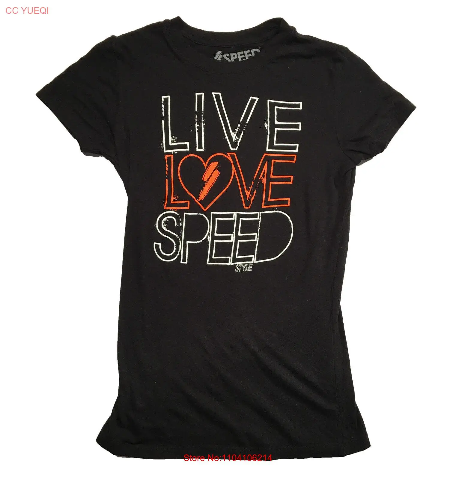 

Женская хлопковая черная футболка в базовом стиле LIVE LOVE SPEED, размер. М