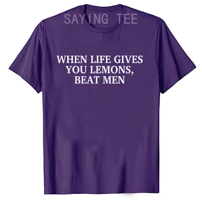 عندما تعطيك الحياة الليمون فاز الرجال مضحك السخرية النكات تي شيرت خطابات مطبوعة Y2k الساخرة قائلا المحملة موضة الجدة الهدايا