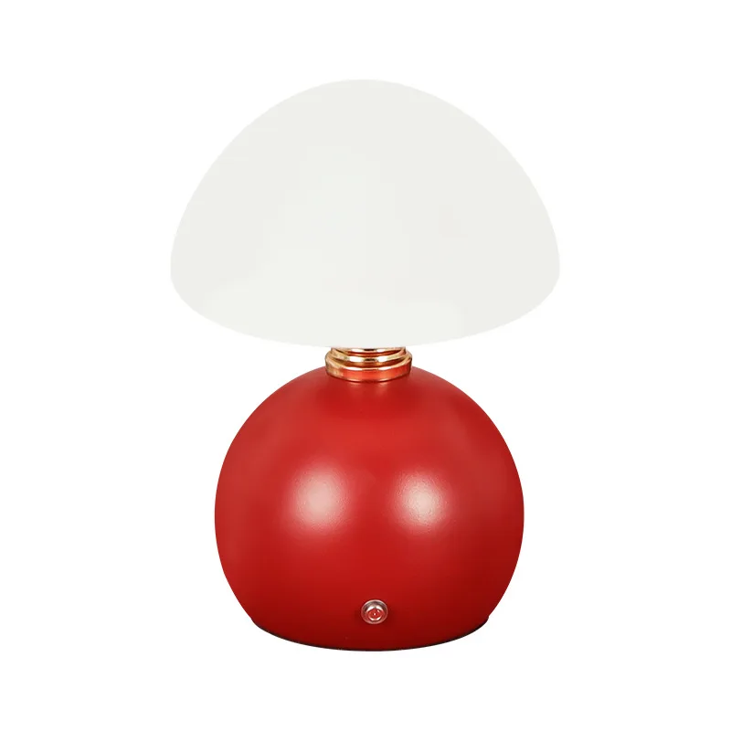 Desk lamp, bedroom bedside lamp, small night light, wedding room, wedding red mushroom light, dimmable tri color ambient light