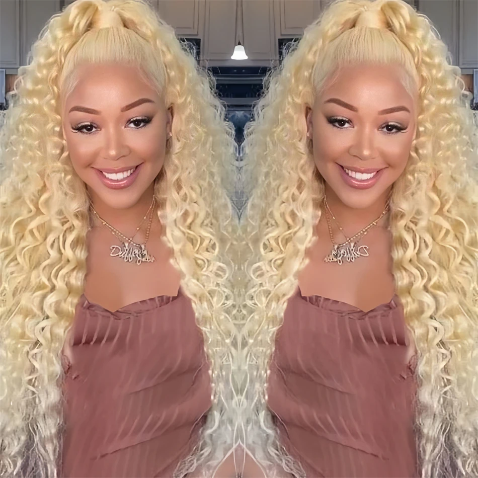 Blonde 613 Colored Curly 13x6 Lace Front 200 Density 30 32 Inch Preplucked Wigs 100% Human Hair 13x4 Lace Frontal Wig for Women