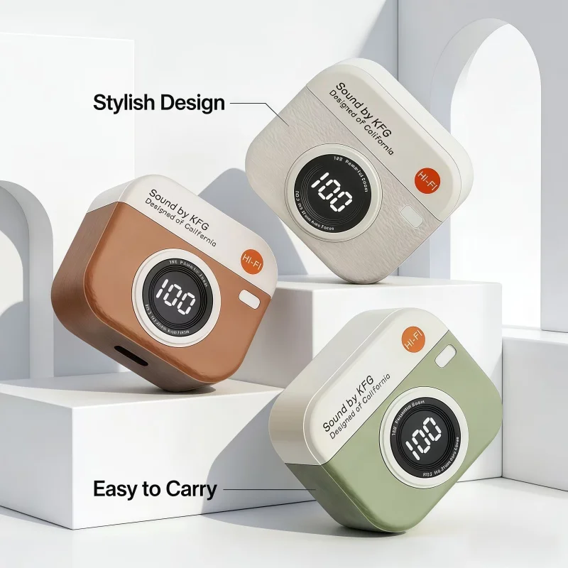 2026 New Q86 Sports Running Wireless Headphones Retro Camera Design Sweatproof with Ultra Long Battery Life