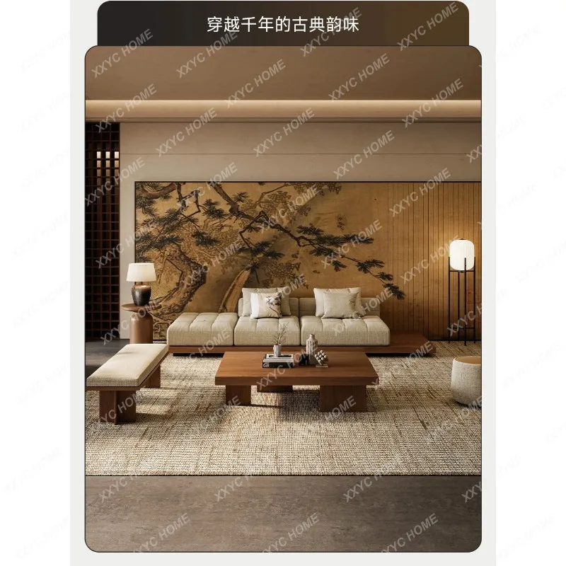 

DDLight Chinese fabric sofa living room, combination furniture high-end solid wood Zen style