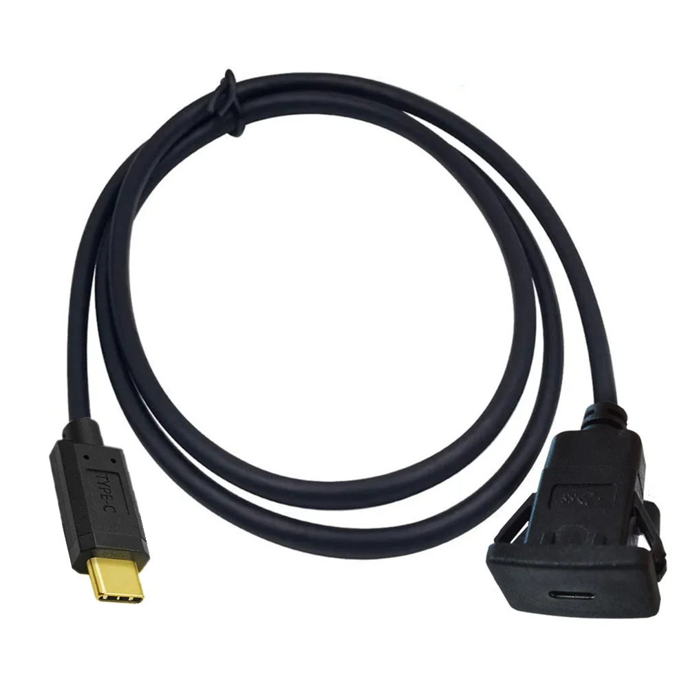 USB-C Type-C USB 3.1 Male To Female 10Gbps Extension Flush Car Latch Mount Extension Cable for Dashboard Panel