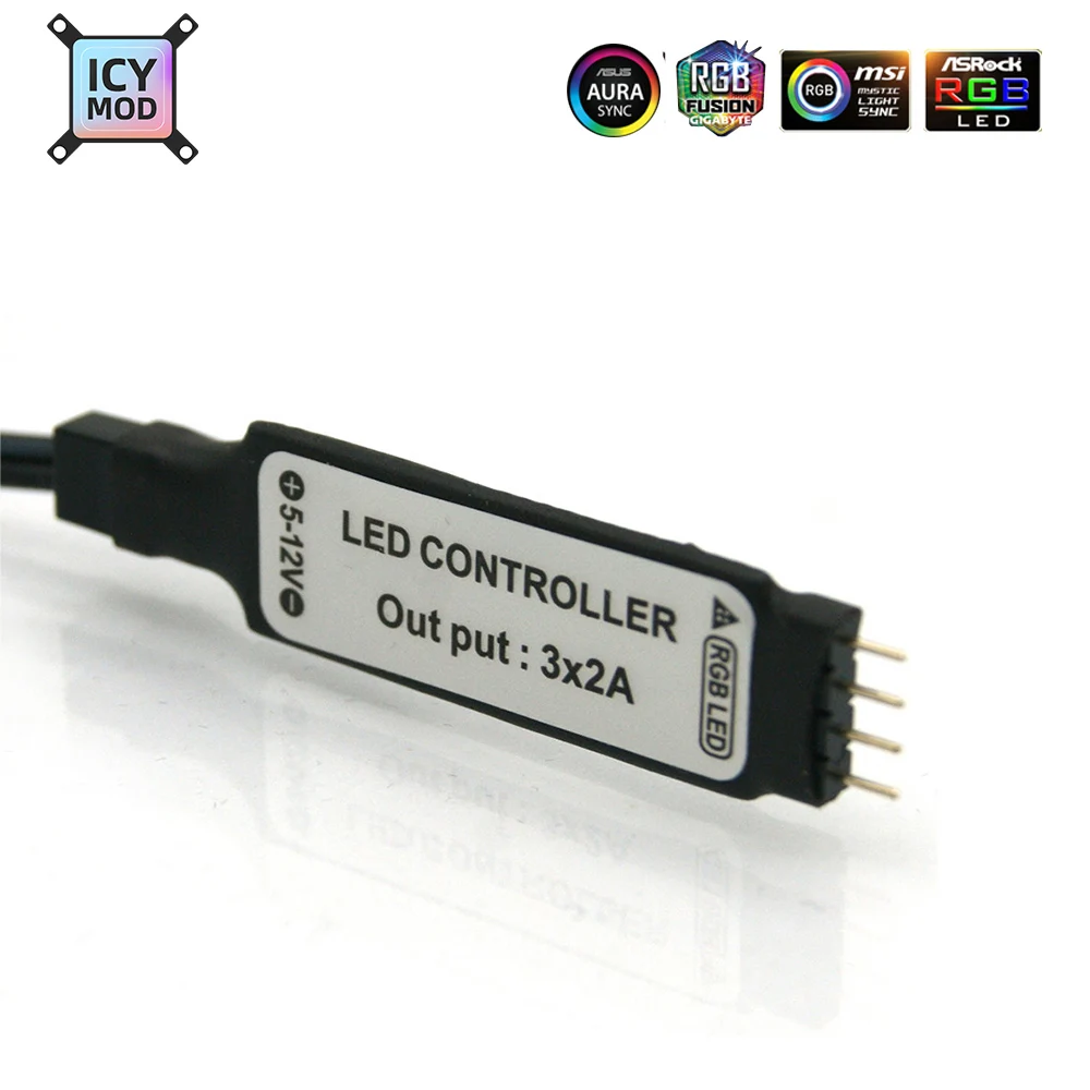 RF RGB Controller Remote Control A-RGB Convertor AURA SYNC Molex 4PIN SATA Power Supply PC Gaming 12V/5V Lighting Adjustment