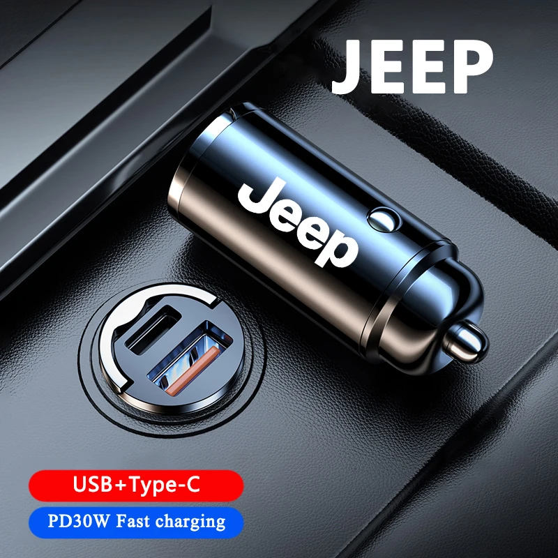 Carro mini carregador furtivo usb tipo-c adaptador de carregamento rápido acessórios para jeep renegade compass grand cherokee wrangler jk