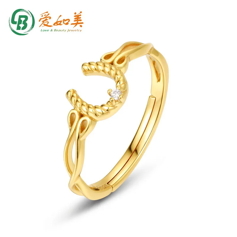 

Light Luxury, Simple and Fashionable Geometric Horseshoe Companion Ring 18K Gold PT950 Platinum Silver Plated 7-layer Gold Ring