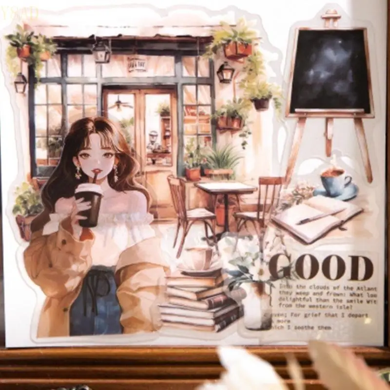 Y8ad 30 feuilles Sticker Série cafés Scrapbooking Scrapbooking Decal Water Bottle Sticker