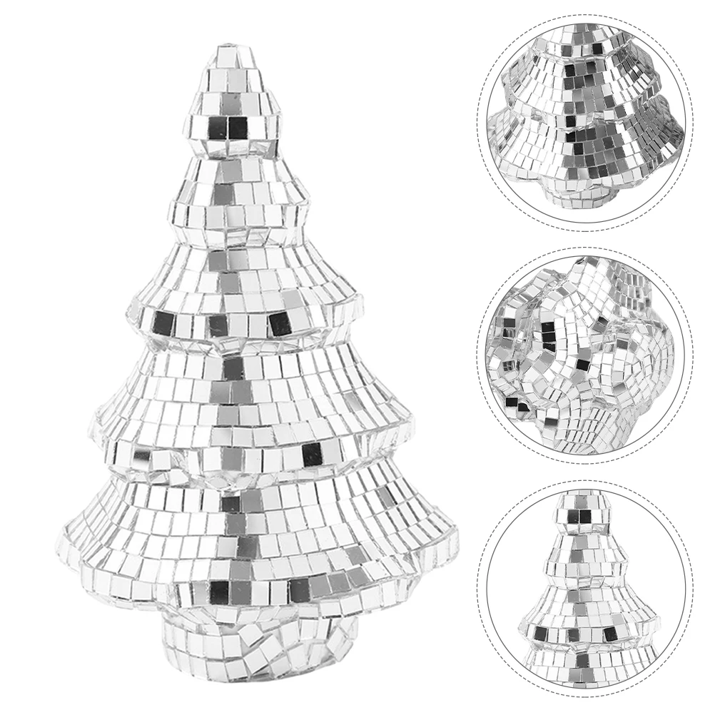 

Miniature Silver Disco Ball Christmas Tree Artificial Tabletop Xmas Tree with Sparkling Mirror Finish for Holiday Decor Party