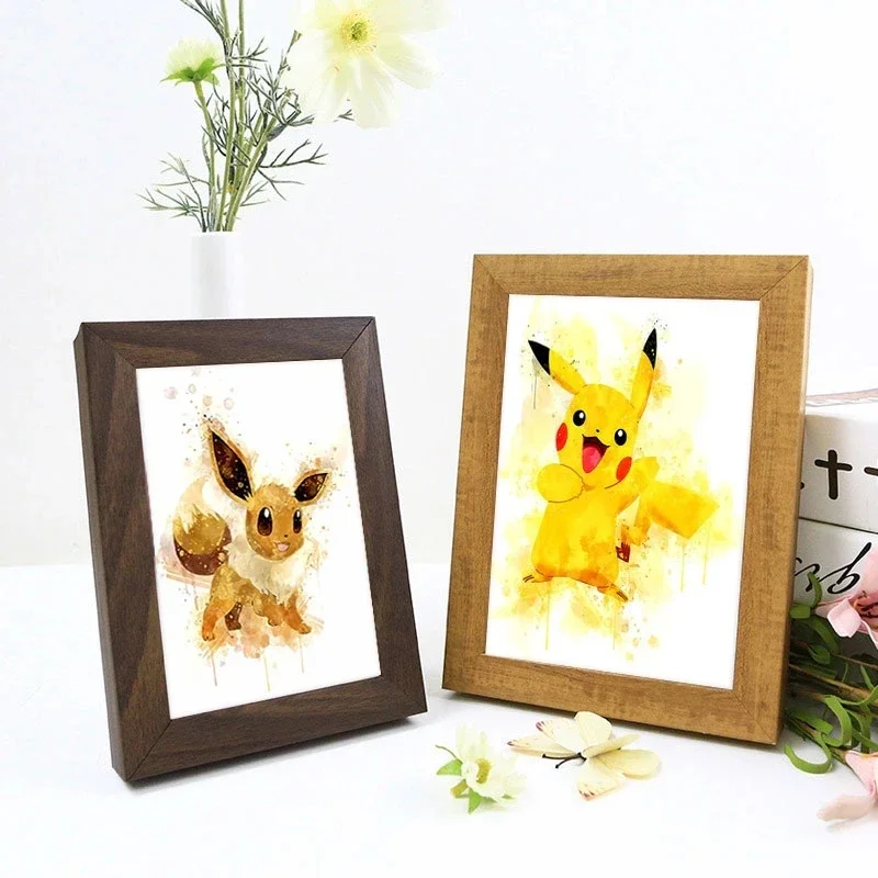 Japan Anime Peripherals Pokemon Pikachu Poster Mural Decoration Cartoon Wall Art Water Colours Canvas Painting Baby Kidtion Gift