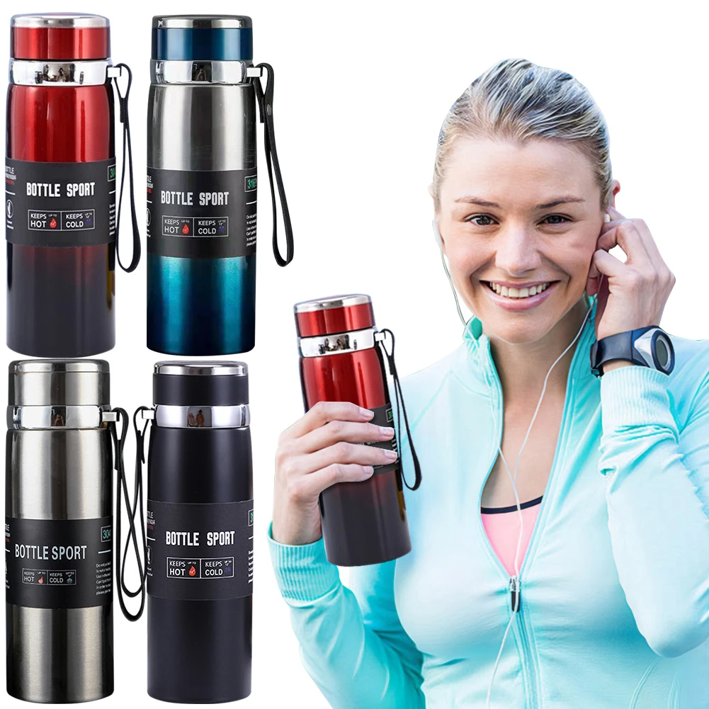 

1000ml Thermal Water Bottle with Handle Insulated Thermal Bottle Large Capacity Vacuum Double Insulation Cup for Hot Cold Drinks