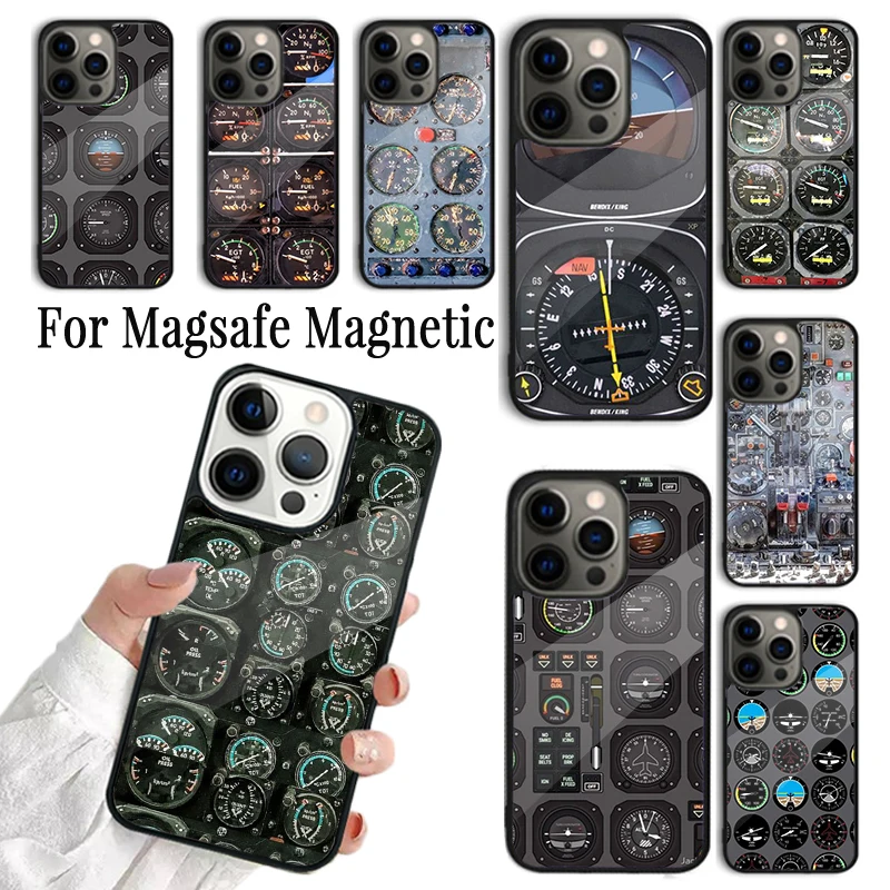 Phone Case For iPhone 16 15 14 13 12 11 Pro Max Plus Magsafe Magnetic Wireless Charging Cover Aviation Aeroplane Pilot Cockpit