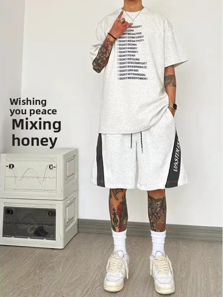 

Летние тонкие спортивные шорты для мужчин, молодежные, дышащие, легкие, с четырехсторонней эластичностью, в стиле пэчворк, повседневные, модные.