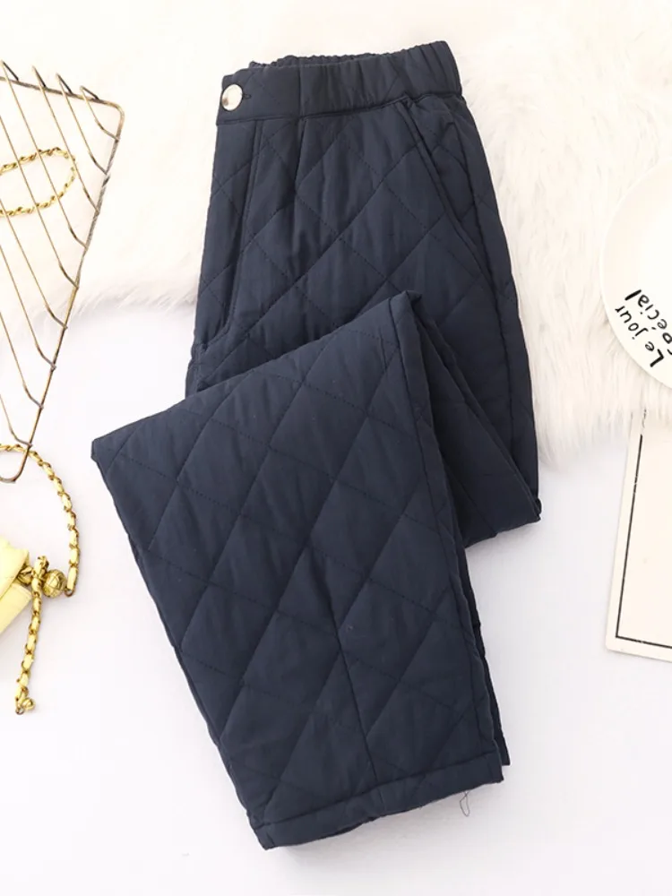 

Retro Diamond Pattern Cotton Pants Thiened Winter Home Leisure Sle Women's plus Size Warm Slimming Carrot ape Trousers