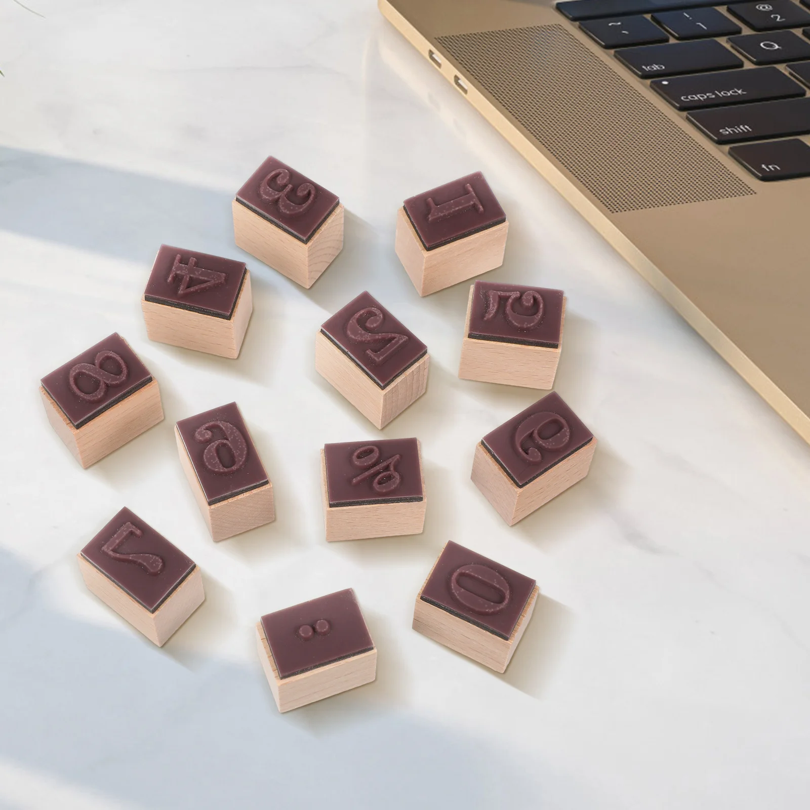 

12pcs Number Wooden Rubber Craft Seals For Diy Scrapbook Decoration Handcraft Stamps Household Seal Set Decorative Rubber