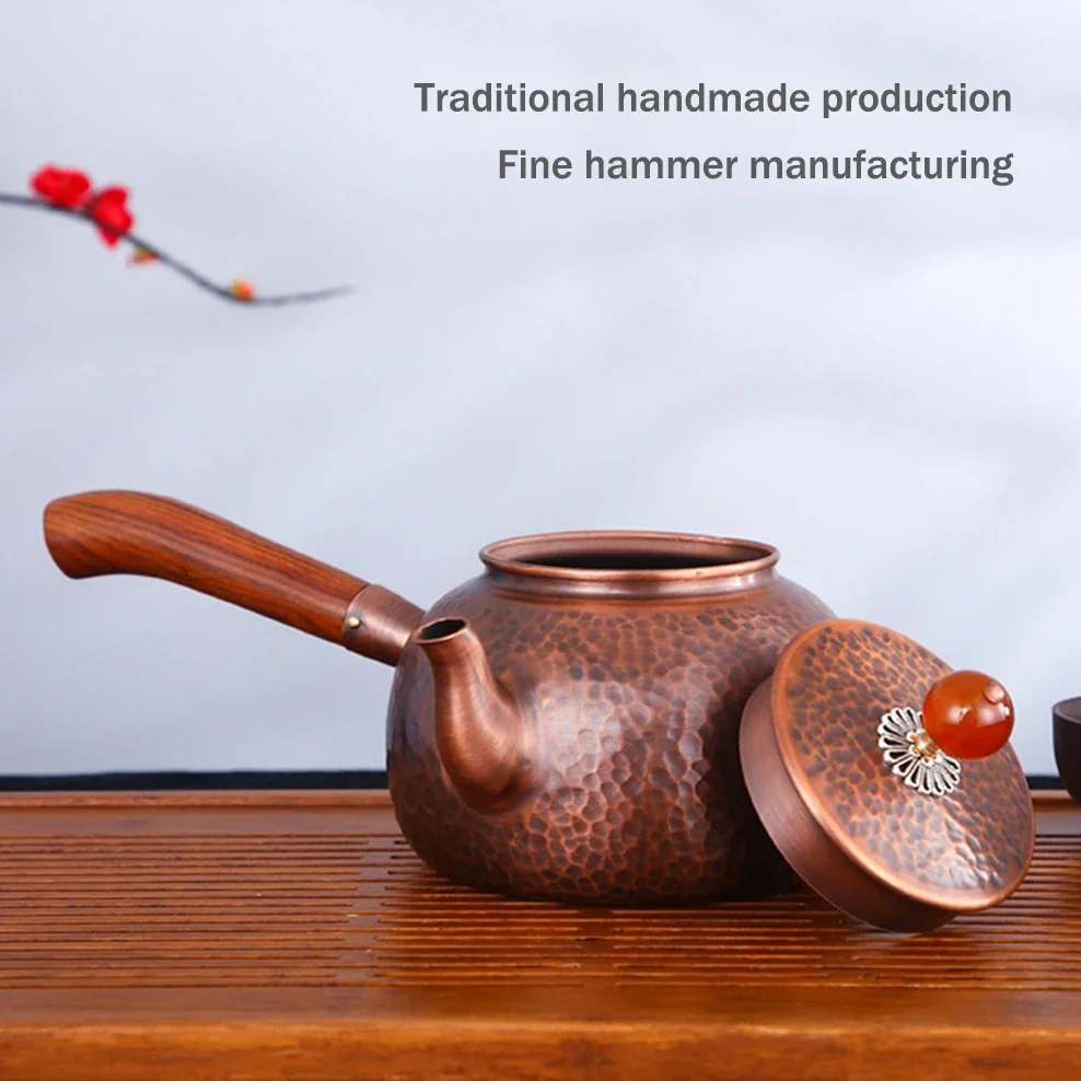 600ml, Handmade Purple Copper Tea Kettle, Boiling Water Teapot, Chinese Health Copper Tea Pot, Tea Ceremony Kung Fu Set