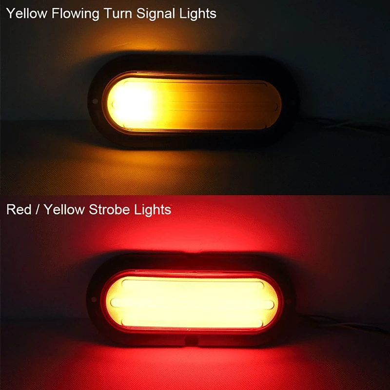 2Pcs 7.9 Inch 74 LED Car LED Tail Light Smoked Lens Turn Signal Truck Light Strobe Brake Light Amber Flowing Red Day Light