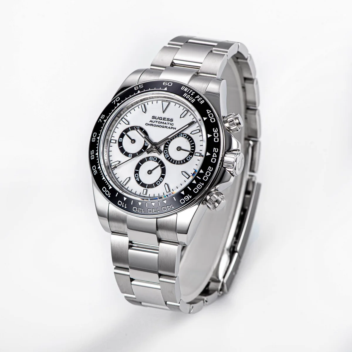 Sugess Panda Chronograph Uhrwerk Automatische mechanische Chronograph Armbanduhr Wasserdicht Tauchen Herrenuhren Keramiklünette Tona – Detail 17